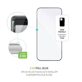 Tvrzené sklo FIXED Full-Cover pro Apple iPhone 16 Pro, lepení přes celý disple černá barva
