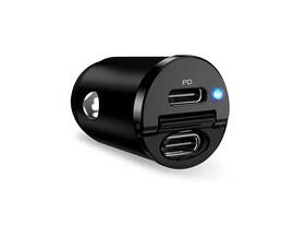 Adaptér do auta Puro Mini 2x USB-C, PD, 30 W černá barva
