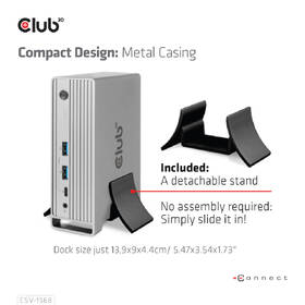 Dokovací stanice Club3D USB-C, Triple Display DP 1.4, PD Charging Dock 120 W šedá barva
