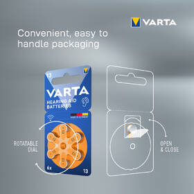 Baterie do naslouchadel Varta Hearing Aid Battery 13, blistr 6ks 
