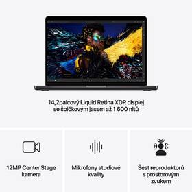 Notebook Apple 14" M4 Pro 12× CPU 16× GPU, 24 GB, 512 GB - vesmírně černý CZ 
