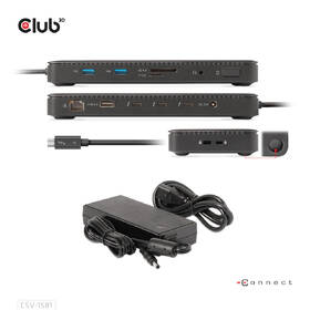 Dokovací stanice Club3D Thunderbolt 4, 3xUSB-C, 3xUSB-A, PD černá barva
