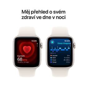 Chytré hodinky Apple GPS 44mm pouzdro z hvězdně bílého hliníku - hvězdně bílý sportovní řemínek - S/M 
