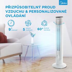 Ventilátor sloupový Midea FZ10-21ARBW bílá barva
