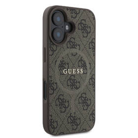 Kryt na mobil Guess PU Leather 4G Colored Ring MagSafe na Apple iPhone 16 hnědá barva
