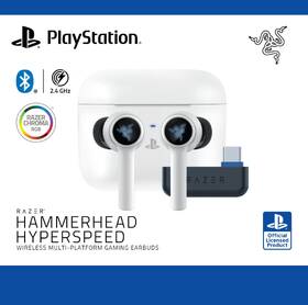 Sluchátka Razer Hammerhead HyperSpeed PlayStation Licensed bílá barva
