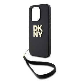 Kryt na mobil DKNY Leather Stack Strap Wrist na Apple iPhone 15 Pro černá barva
