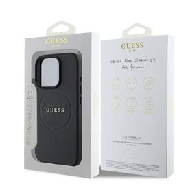 Kryt na mobil Guess Grained Classic Logo na Apple iPhone 16 Pro, MagSafe černá barva
