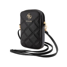 Pouzdro na mobil Guess PU Quilted 4G Metal Logo černá barva
