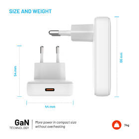 Nabíječka do sítě FIXED Slim, 1xUSB-C, GaN, PD, 30W bílá barva
