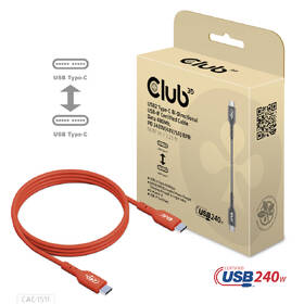 Kabel Club3D USB-C 240W, 1m červená barva
