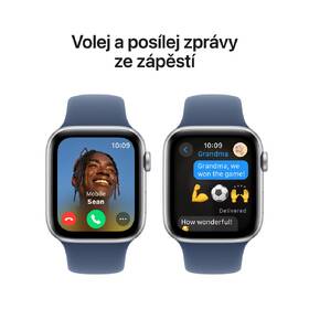 Chytré hodinky Apple GPS 40mm pouzdro ze stříbrného hliníku - denimový sportovní řemínek - S/M 
