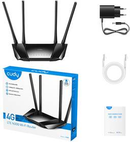 Router Cudy LT400_EU N300 Wi-Fi 4G/LTE černá barva
