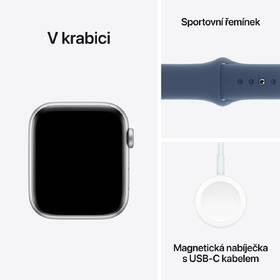 Chytré hodinky Apple GPS 40mm pouzdro ze stříbrného hliníku - denimový sportovní řemínek - M/L 
