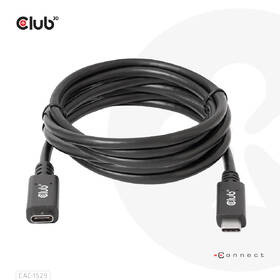 Kabel Club3D USB-C 60W, prodlužovací, 2m černá barva
