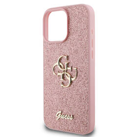 Kryt na mobil Guess PU Fixed Glitter 4G Metal Logo na Apple iPhone 16 Pro Max růžová barva
