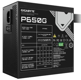 Zdroj GIGABYTE P650G - 650W 80PLUS Gold černá barva
