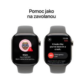 Chytré hodinky Apple GPS + Cellular 46mm pouzdro z přírodního titanu - skálově šedý sportovní řemínek - S/M 
