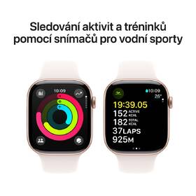 Chytré hodinky Apple GPS 42mm pouzdro z růžově zlatého hliníku - světle ruměný sportovní řemínek - S/M 
