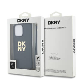 Kryt na mobil DKNY Leather Stack Strap Wrist na Apple iPhone 14 Pro černá barva
