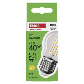 Žárovka LED EMOS Filament Mini Globe, 3,4 W, E27, neutrální bílá 
