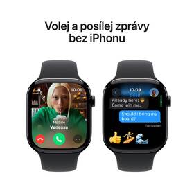 Chytré hodinky Apple GPS + Cellular 46mm pouzdro z klavírně černého hliníku - černý sportovní řemínek - S/M 
