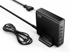 Nabíječka do sítě CubeNest S6D0, 4xUSB-C, 2xUSB-A, PD, GaN, 240 W černá barva
