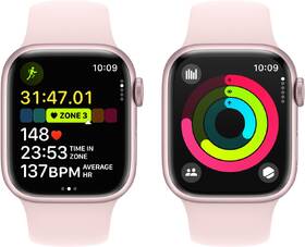 Chytré hodinky Apple GPS + Cellular 41mm pouzdro z růžového hliníku - světle růžový sportovní řemínek - S/M 
