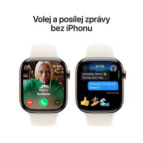 Chytré hodinky Apple GPS + Cellular 42mm pouzdro ze zlatého titanu - hvězdně bílý sportovní řemínek - S/M 
