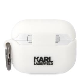 Pouzdro Karl Lagerfeld 3D Logo NFT Choupette Head na Airpods Pro bílá barva
