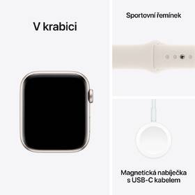 Chytré hodinky Apple GPS + Cellular 44mm pouzdro z hvězdně bílého hliníku - hvězdně bílý sportovní řemínek - S/M 
