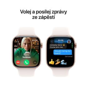 Chytré hodinky Apple GPS 42mm pouzdro z růžově zlatého hliníku - světle ruměný sportovní řemínek - M/L 
