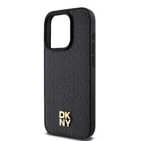 Kryt na mobil DKNY PU Leather Repeat Pattern Stack Logo Magsafe na iPhone 15 Pro černá barva
