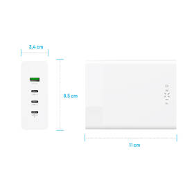 Nabíječka do sítě FIXED Charging Station 3xUSB-C/ 1xUSB-A, GaN, PD 3.0, 200 W bílá barva
