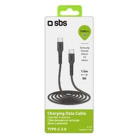 Kabel SBS USB-C/USB-C, 25 W, 1,5 m černá barva
