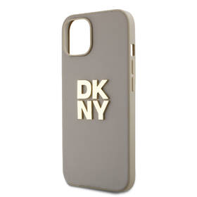 Kryt na mobil DKNY Leather Stack Strap Wrist na Apple iPhone 15 béžová barva
