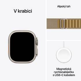 Chytré hodinky Apple GPS + Cellular 49mm pouzdro z přírodního titanu - žlutohnědý alpský tah - S 
