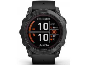 Chytré hodinky Garmin fenix 7X Pro Sapphire Solar - Titan Carbon Grey / Black Silicone Band 
