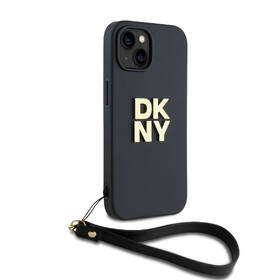 Kryt na mobil DKNY Leather Stack Strap Wrist na Apple iPhone 15 černá barva
