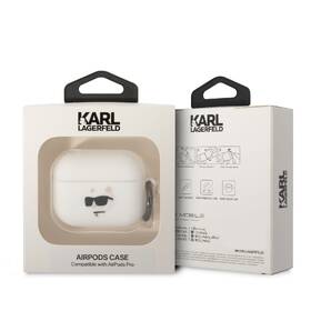 Pouzdro Karl Lagerfeld 3D Logo NFT Choupette Head na Airpods Pro bílá barva
