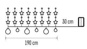 Vánoční osvětlení EMOS 20 LED girlanda - stříbrné koule s hvězdami, 1,9 cm, 2x AA, vnitřní, teplá bílá 
