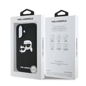 Kryt na mobil Karl Lagerfeld Liquid Silicone Double Heads MagSafe na Apple iPhone 16 Plus černá barva
