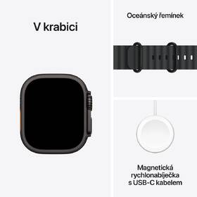 Chytré hodinky Apple GPS + Cellular 49mm pouzdro z černého titanu - černý oceánský řemínek 
