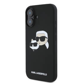 Kryt na mobil Karl Lagerfeld Liquid Silicone Double Heads MagSafe na Apple iPhone 16 Plus černá barva
