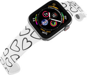 Řemínek Mi-Band na Apple Watch 38/40/41 mm - motiv Srdce černobílá, bílý 
