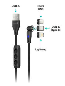 Kabel Connect IT Magnetic PowerLink 3in1, USB-C/Lightning/microUSB, 2 m černá barva
