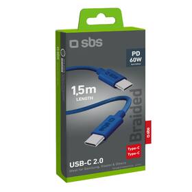 Kabel SBS USB-C/USB-C, PD, 60 W, 1,5 m modrá barva
