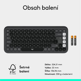 Klávesnice Logitech POP ICON, US layout šedá barva
