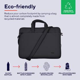 Brašna na notebook Trust Bologna Eco-friendly Slim na 16˝ černá barva
