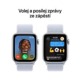 Chytré hodinky Apple GPS 44mm pouzdro ze stříbrného hliníku - oblačně modrý provlékací sportovní řemínek 
